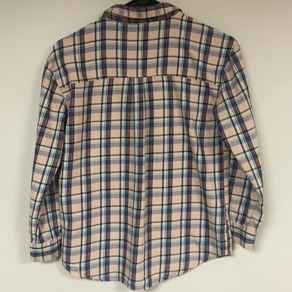 Old Navy (Tunic) Girls pink & navy plaid flannel, shirt Lg